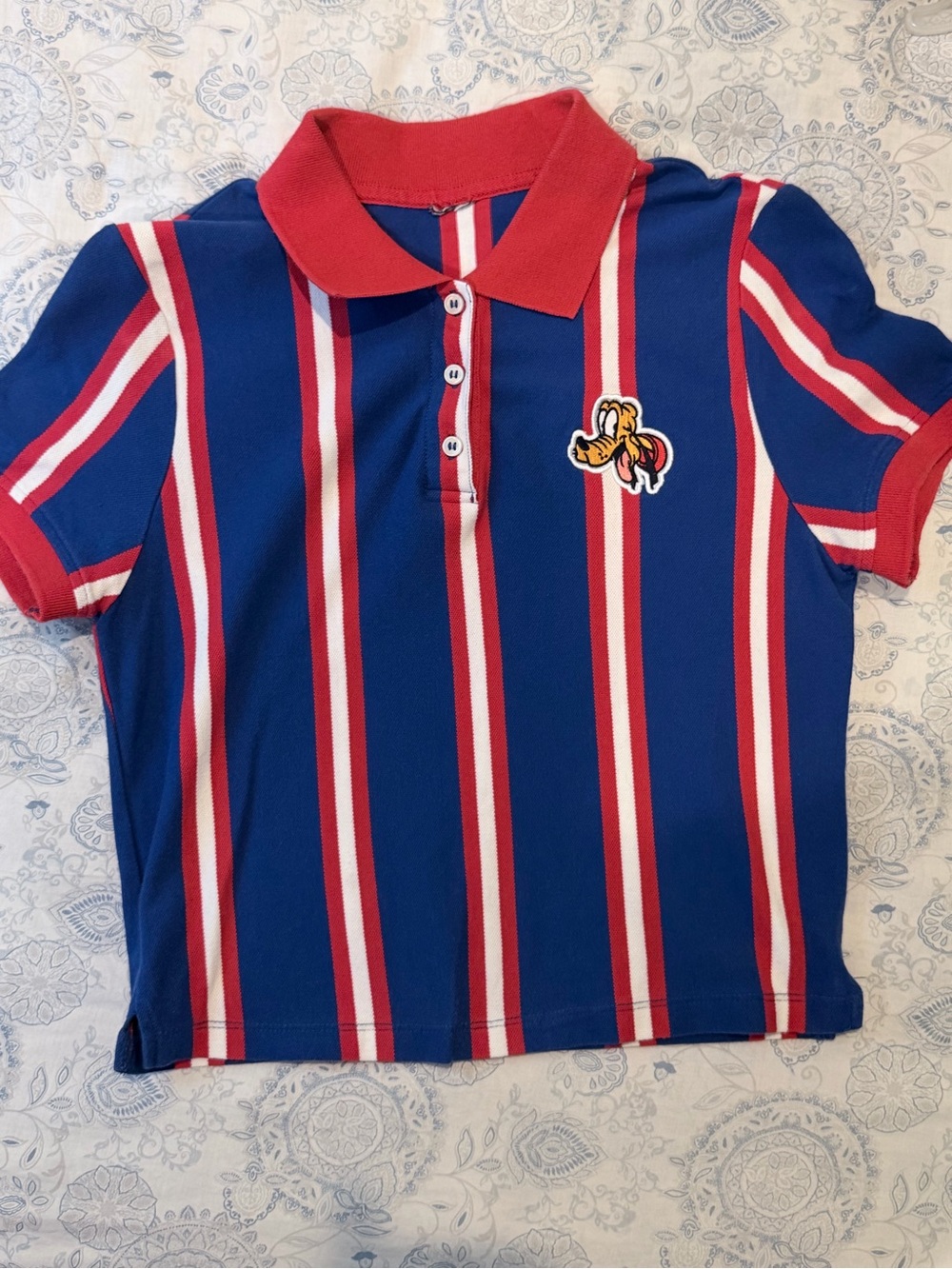 Women's NikeStriped Polo Shirt in Blue and Red